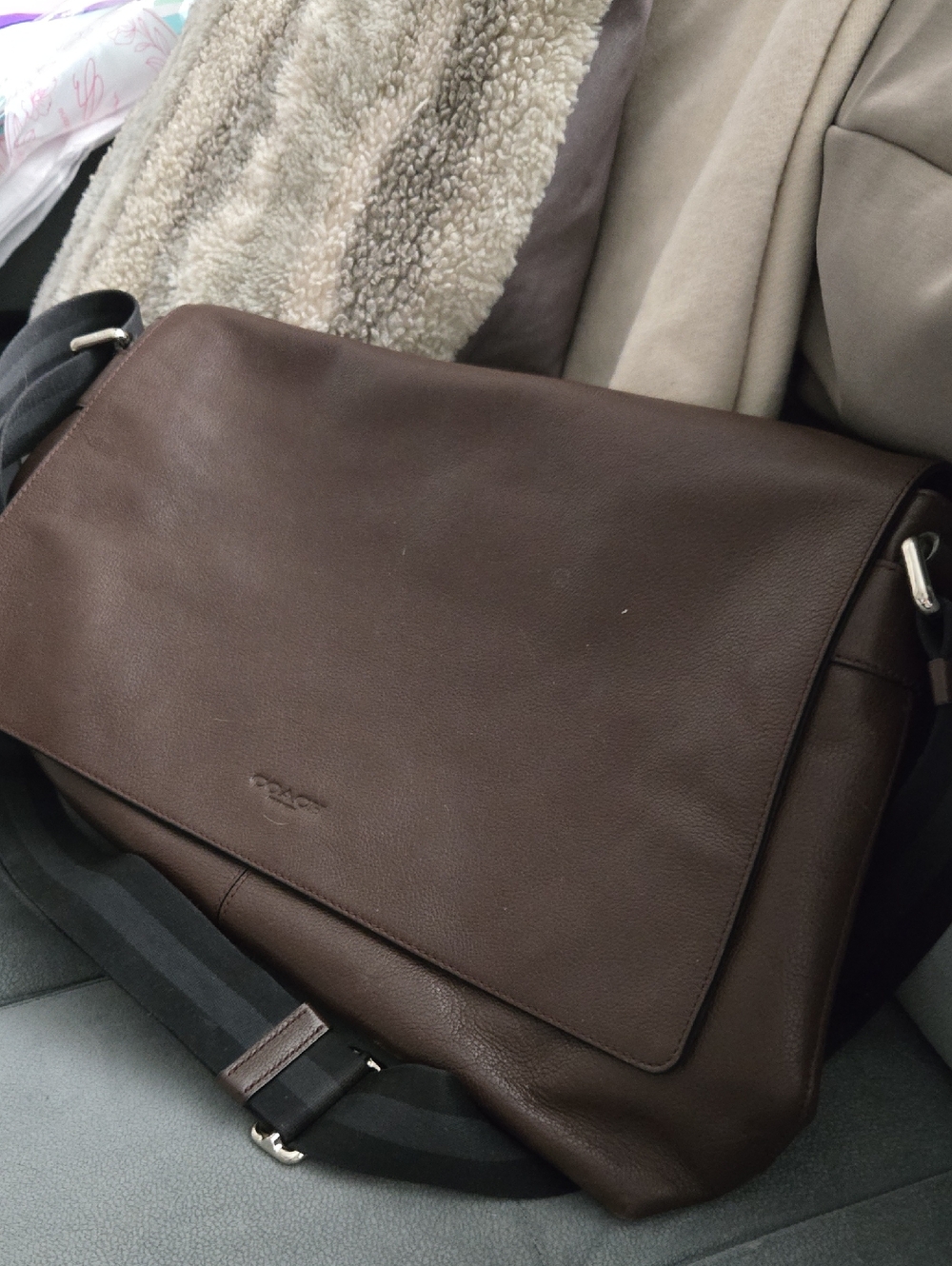 Coach Dark Brown Leather Messenger Bag - Coach
